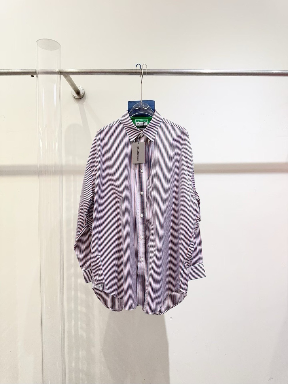 🚩steal Balenciaga Blue and White Stripe Button-Down Shirt